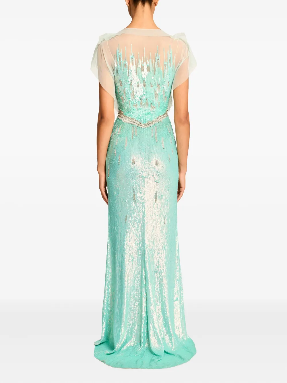 Jenny Packham Magnolia Sequin-embellished Gown In White