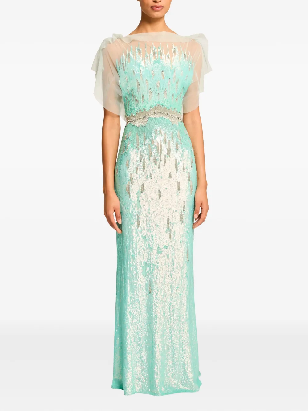 Jenny Packham Magnolia Sequin-embellished Gown In White