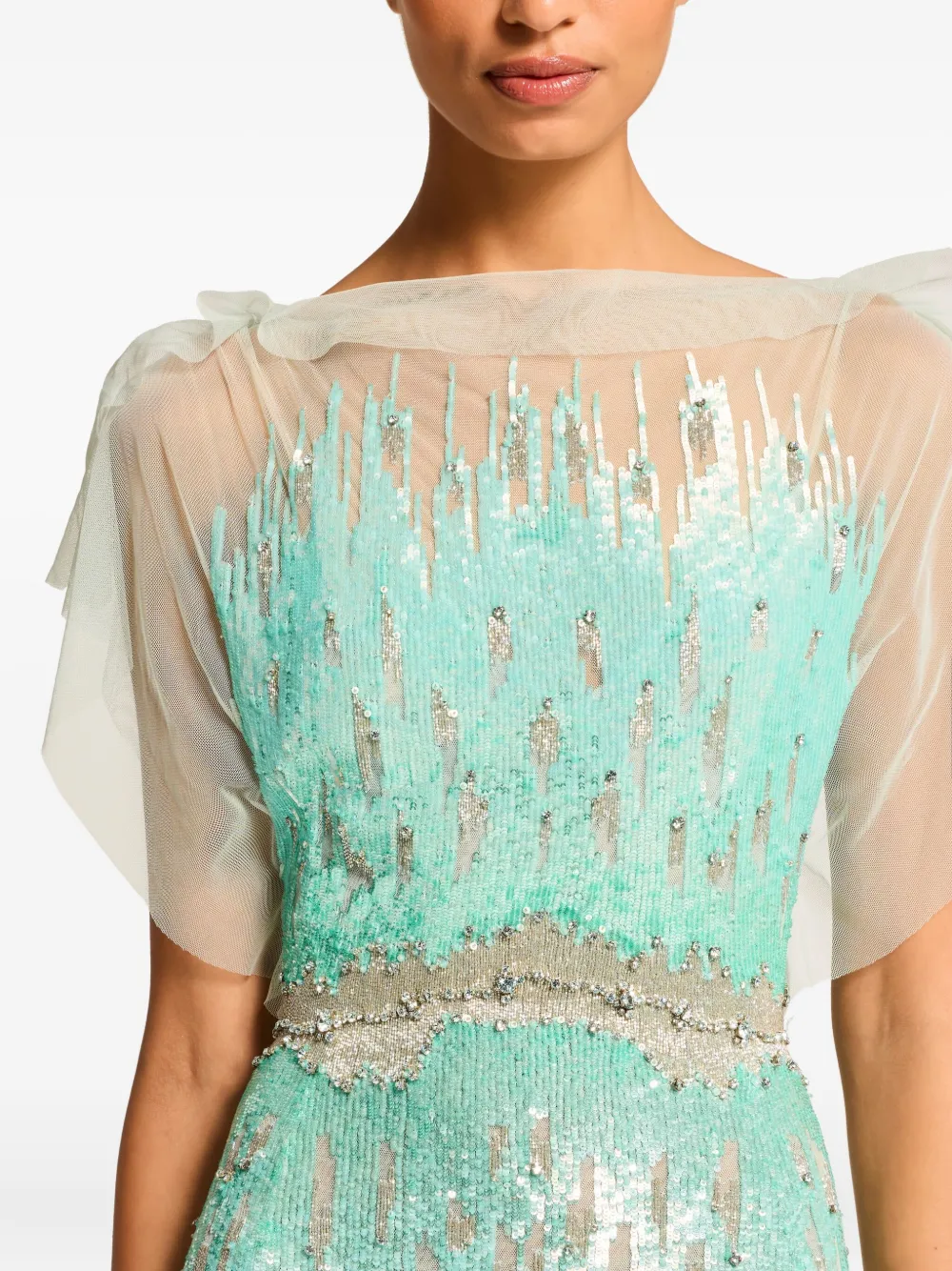 Jenny Packham Magnolia Sequin-embellished Gown In White