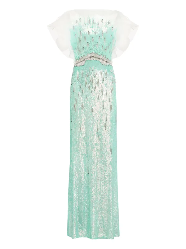 jenny packham green sequin dress Jenny Packham Brightstar sequin-embellished Gown | Green