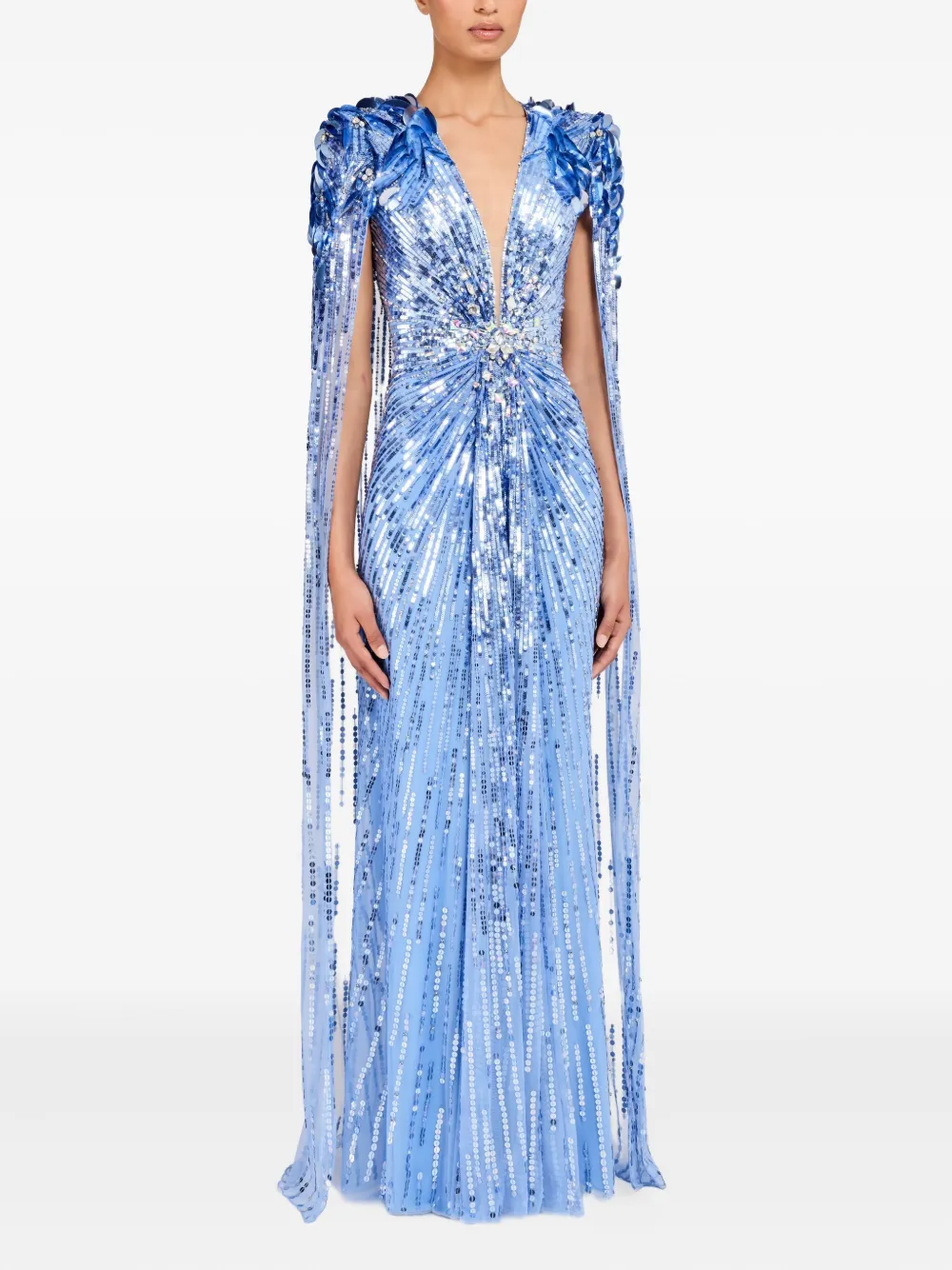 Jenny Packham Goldfinger maxi-jurk met pailletten - Blauw