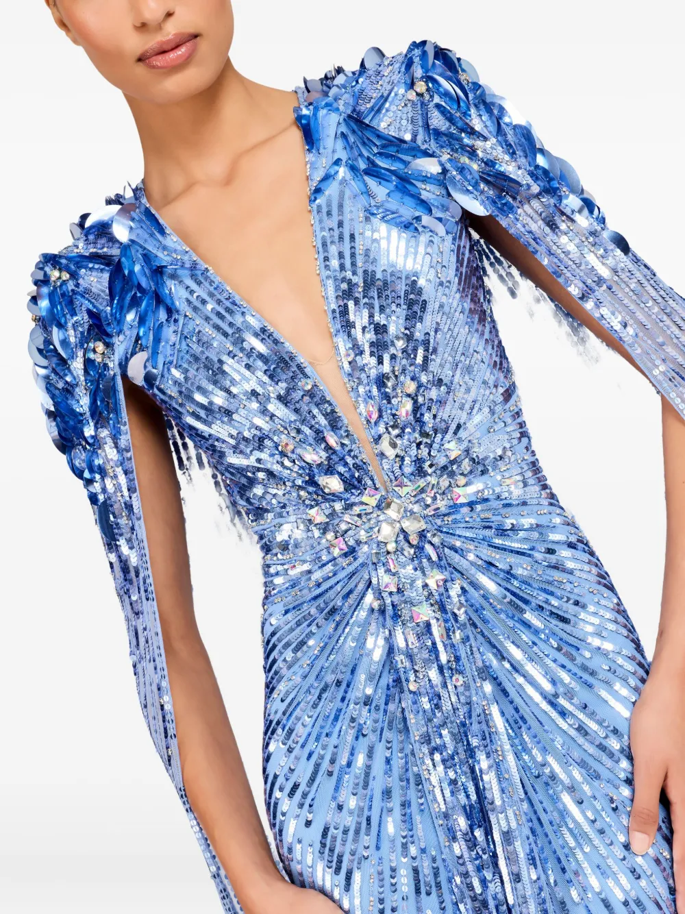 Jenny Packham Goldfinger maxi-jurk met pailletten Blauw