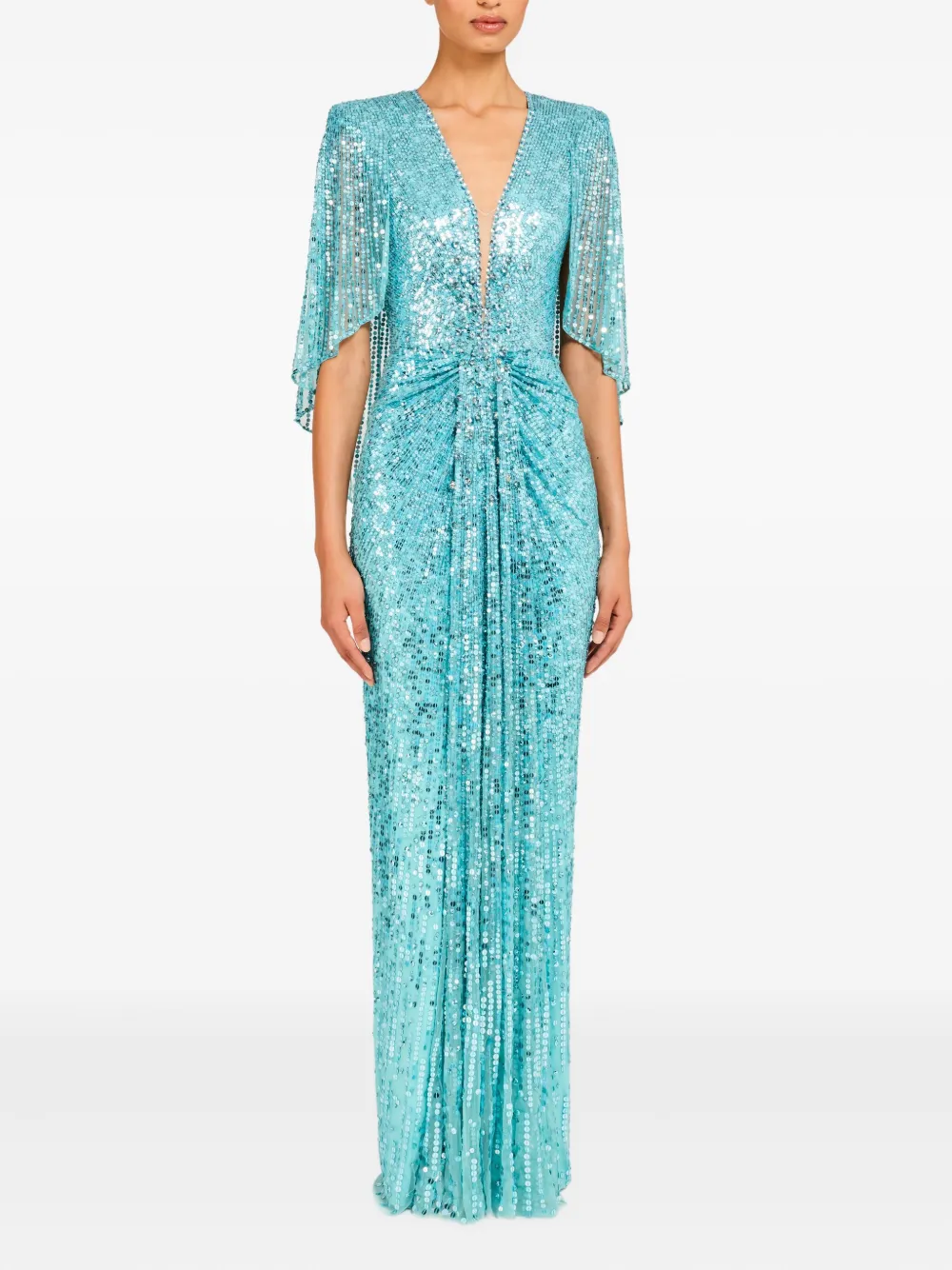 Jenny Packham Sequin Embellished Carrie Dress In Blue