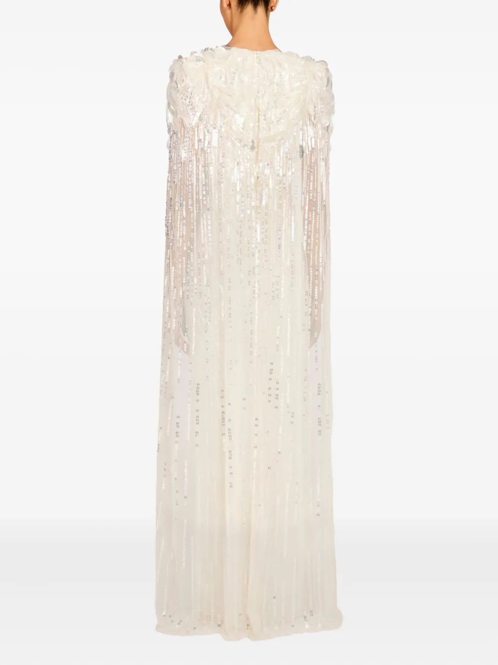 Jenny Packham Goldfinger Sequin-embellished Maxi Dress In Neutral