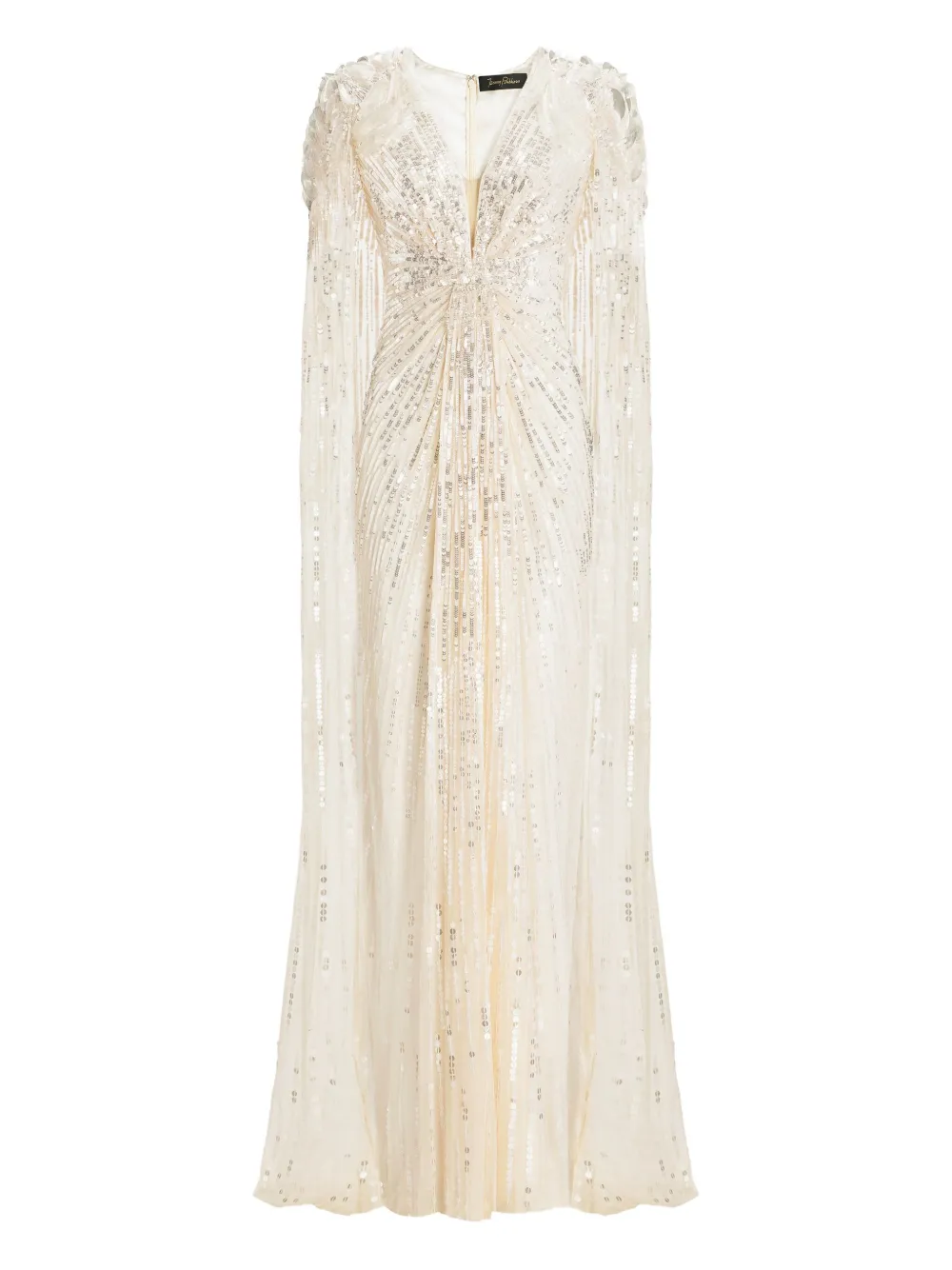 Jenny Packham Goldfinger Sequin-embellished Maxi Dress In Neutral