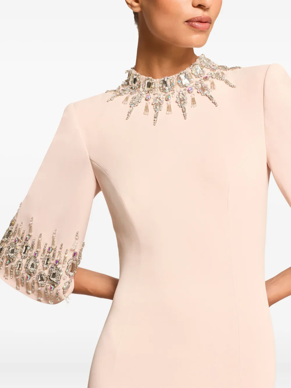 Jenny Packham Llana Embellished Maxi Dress In Neutral