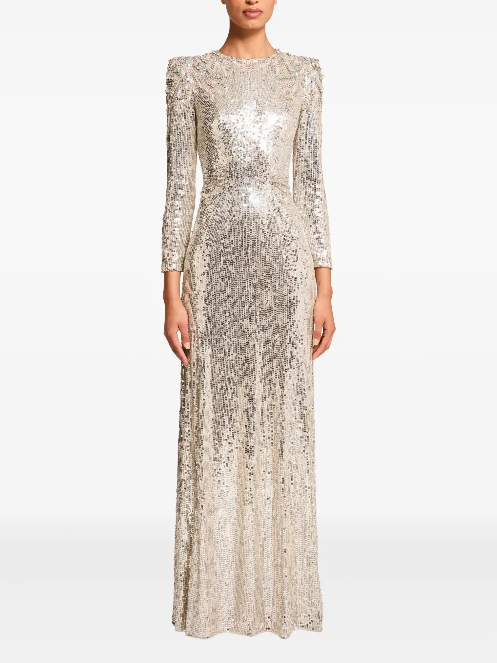 Jenny Packham Sequin-embellished Dulcet Dress In Silver