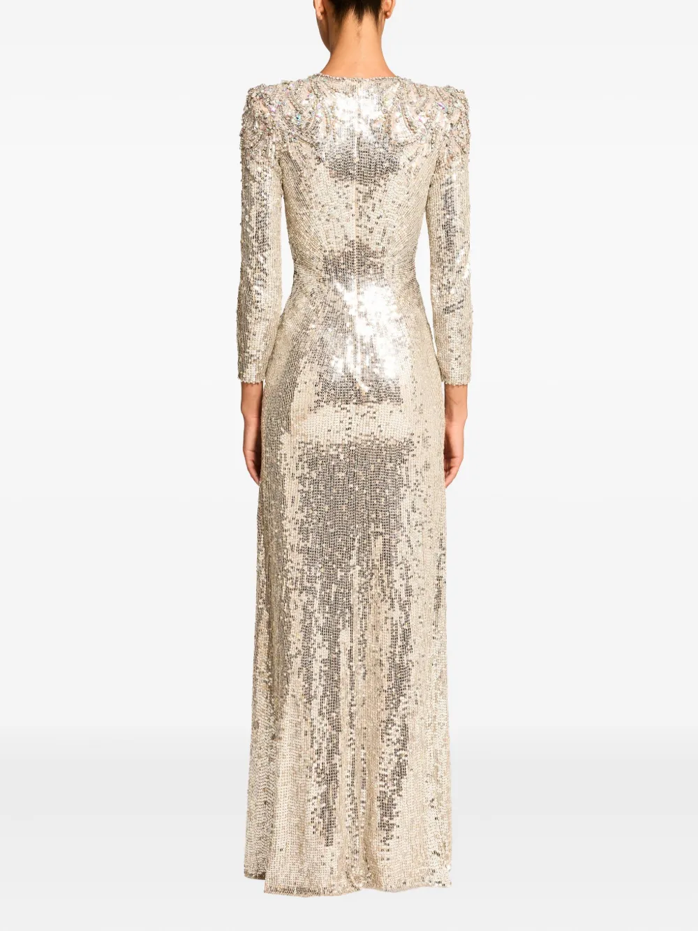 Jenny Packham Sequin-embellished Dulcet Dress In Silver