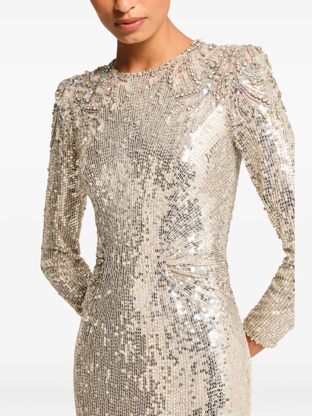 Jenny Packham Sequin-embellished Dulcet Dress In Silver