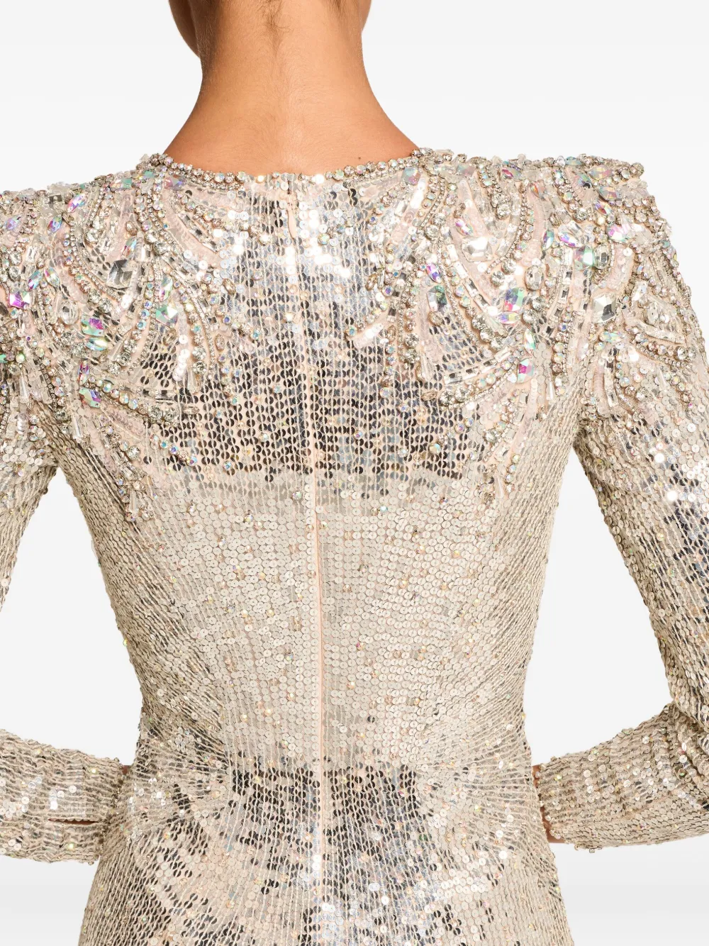 Jenny Packham Sequin-embellished Dulcet Dress In Silver