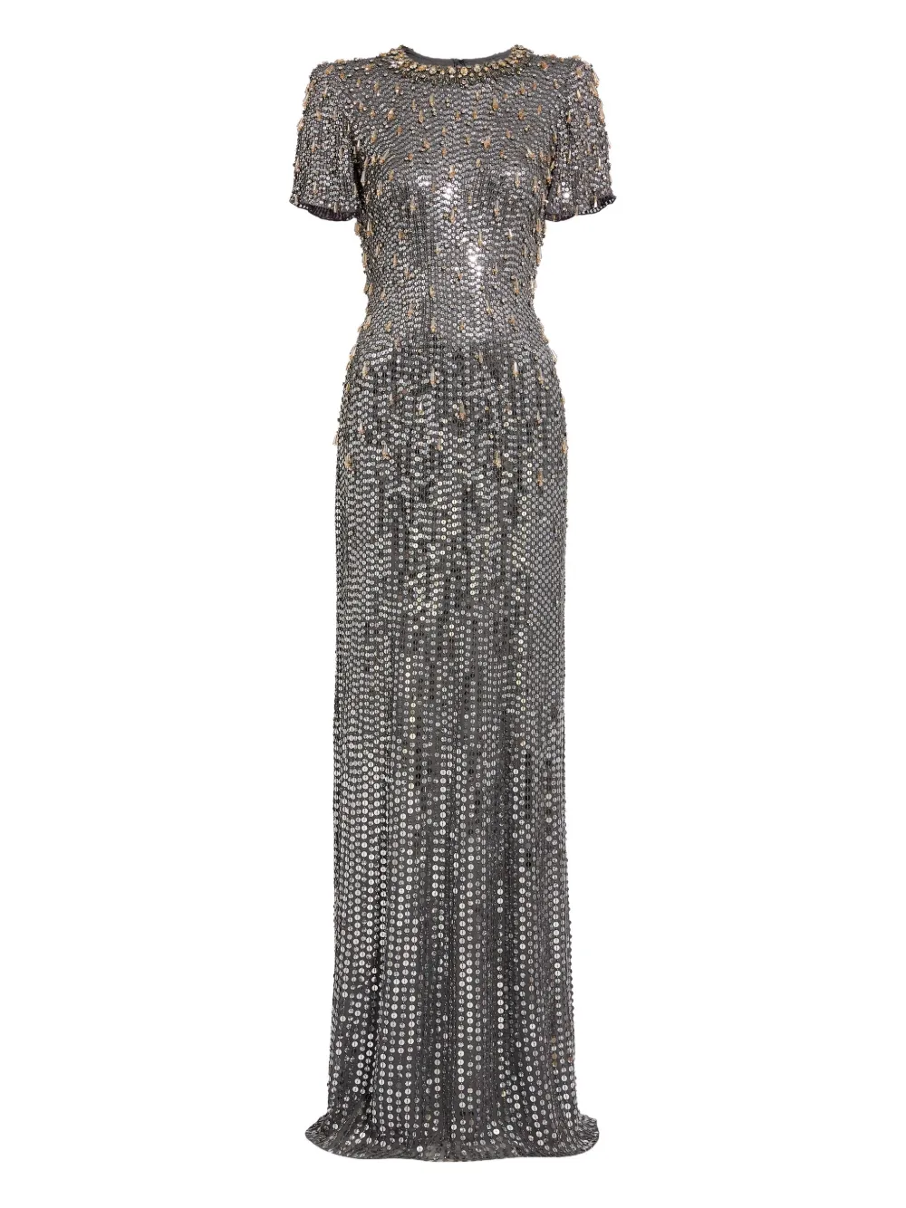 Jenny Packham Serenity Sequin-embellished Gown In Gray