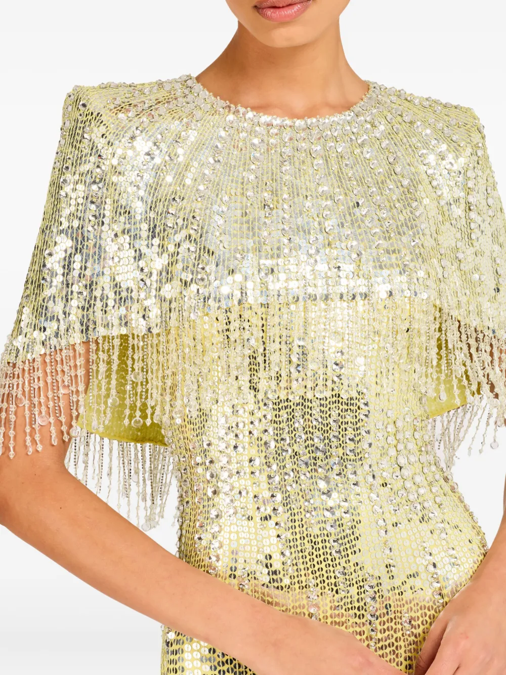 Jenny Packham Blake Sequin-embellished Maxi Dress In Yellow