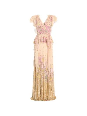 Elie Saab Embroidered Tulle Midi Dress | Neutrals | FARFETCH