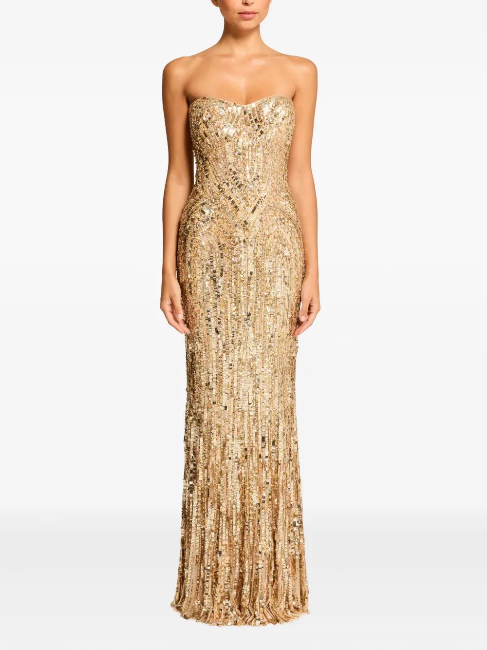 Jenny Packham Strapless Euphoria jurk verfraaid met pailletten - Goud