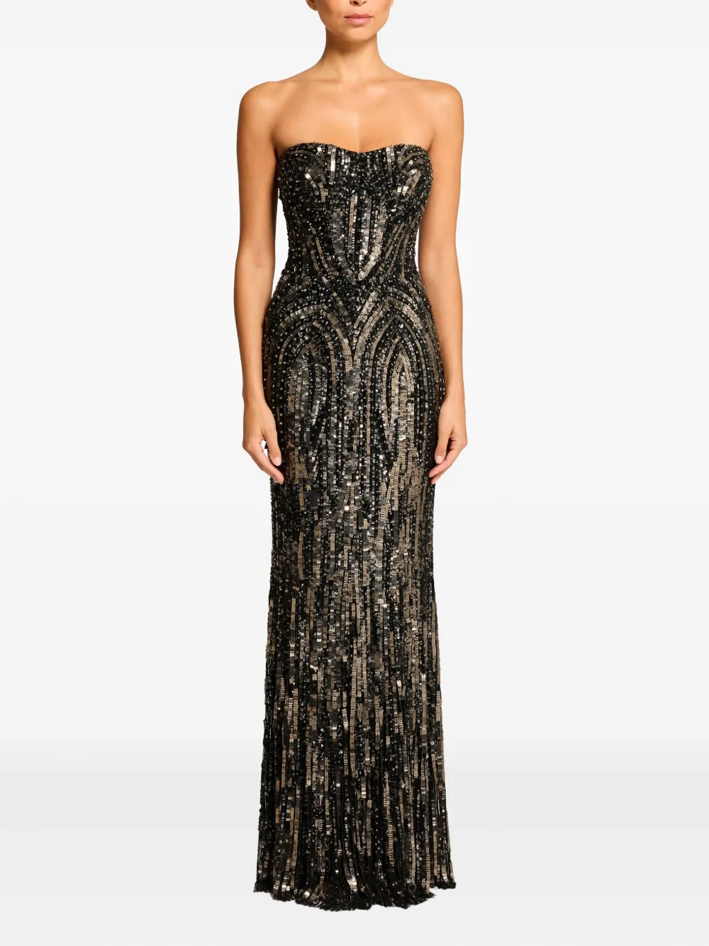 Jenny Packham Strapless Euphoria jurk verfraaid met pailletten - Zwart