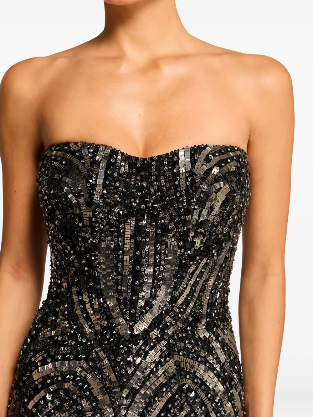 Jenny Packham Sequin-embellished Strapless Euphoria Dress In Black