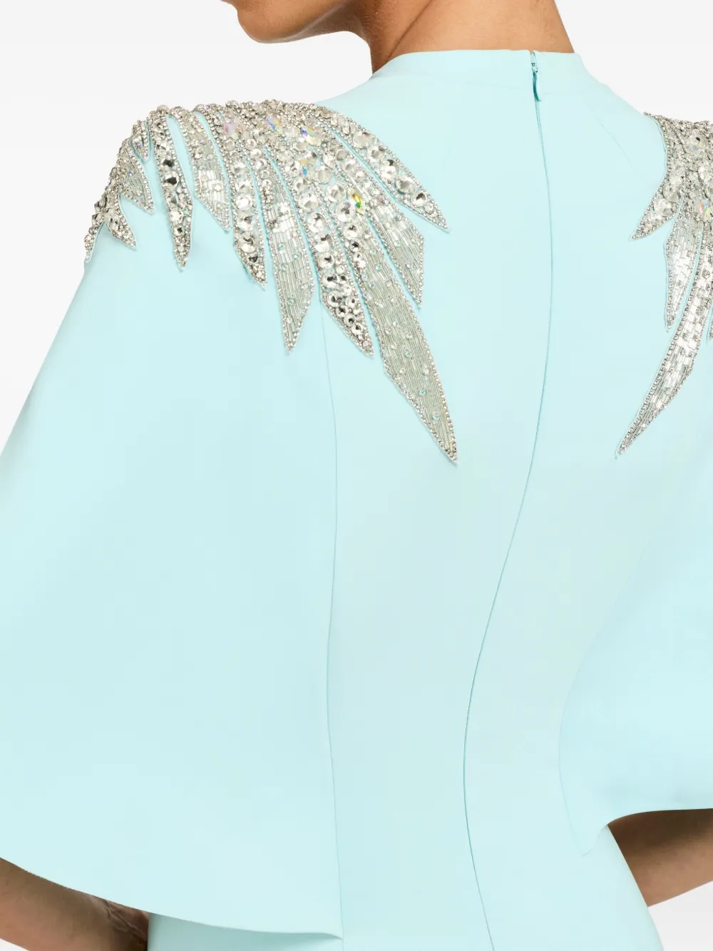 Jenny Packham Rhinestone-embellished Maxi Dress In Blue