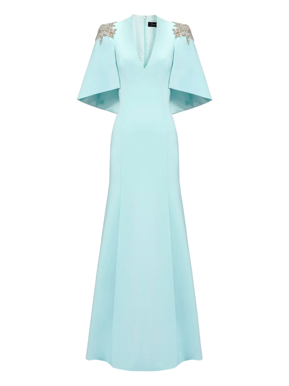 Jenny Packham Rhinestone-embellished Maxi Dress In Blue