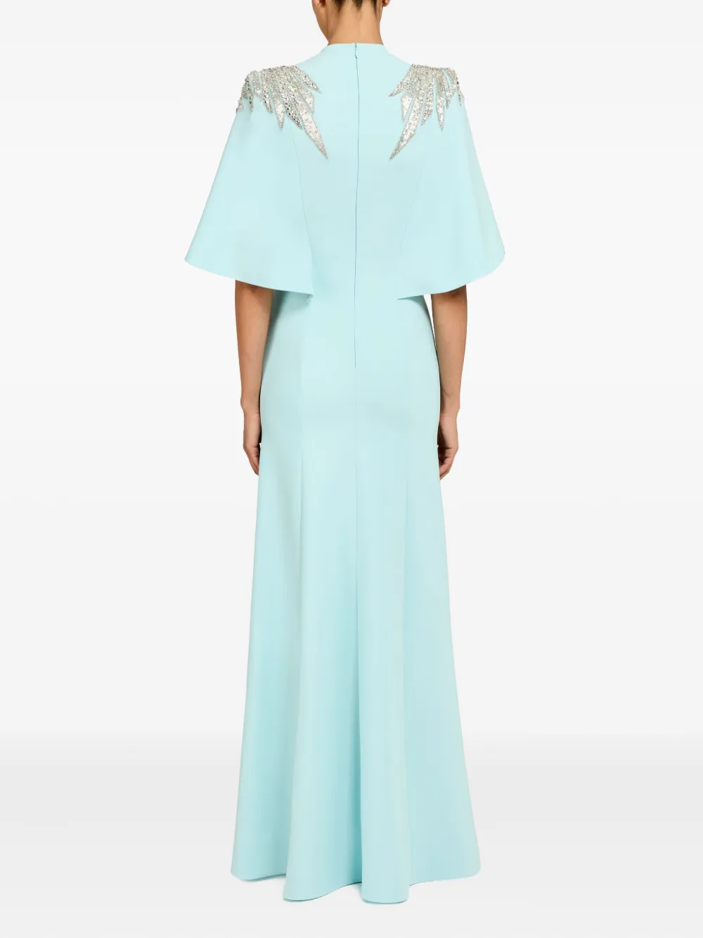 Jenny Packham Rhinestone-embellished Maxi Dress In Blue