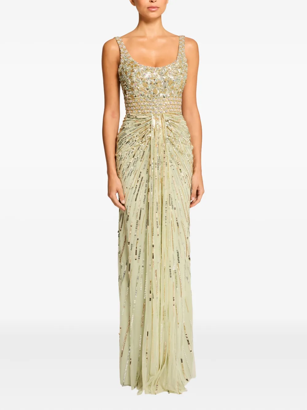 Jenny Packham Elixir Sequin-embellished Maxi Dress In Green
