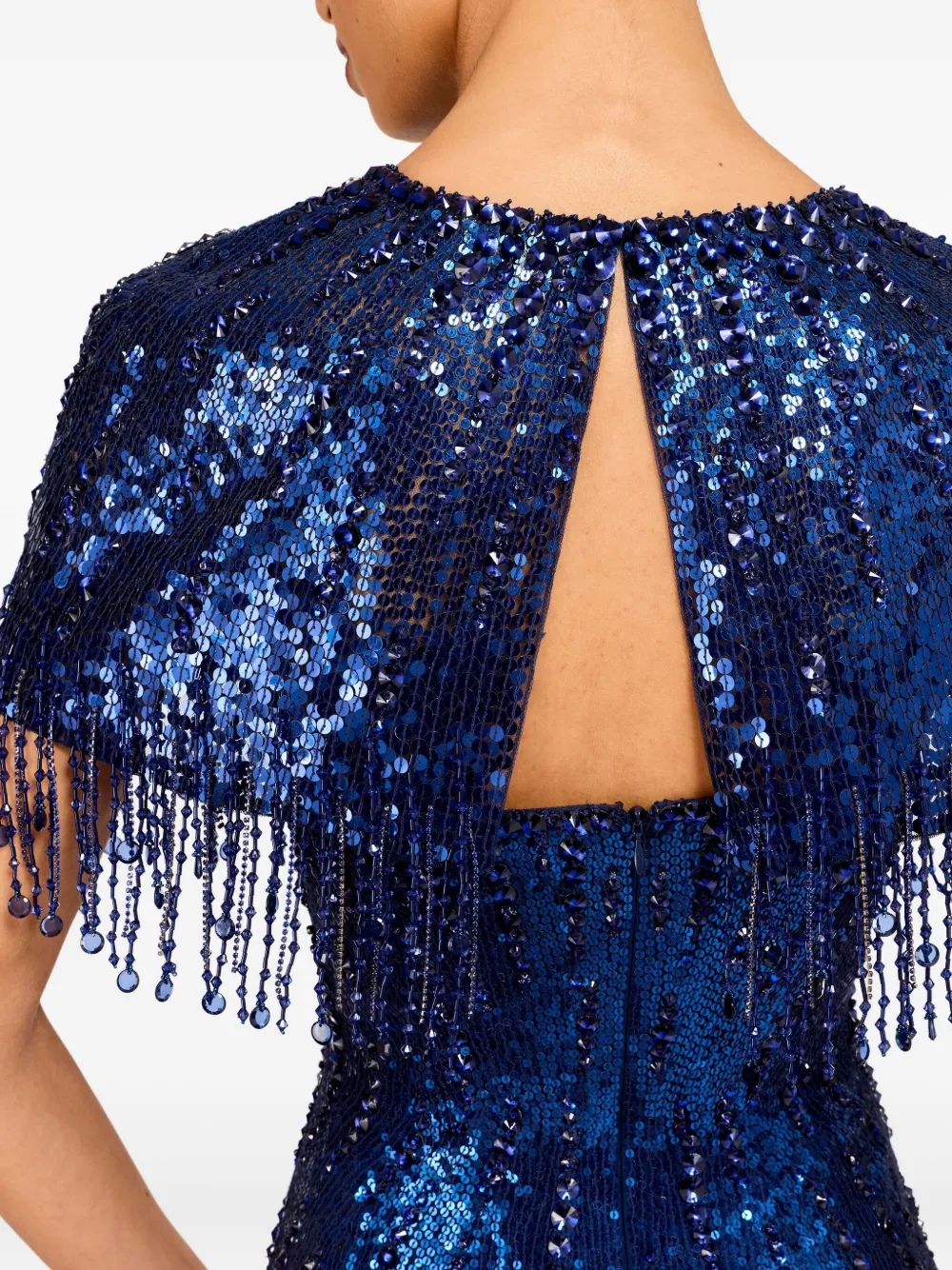 Jenny Packham Sequined Maxi Dress In Blue