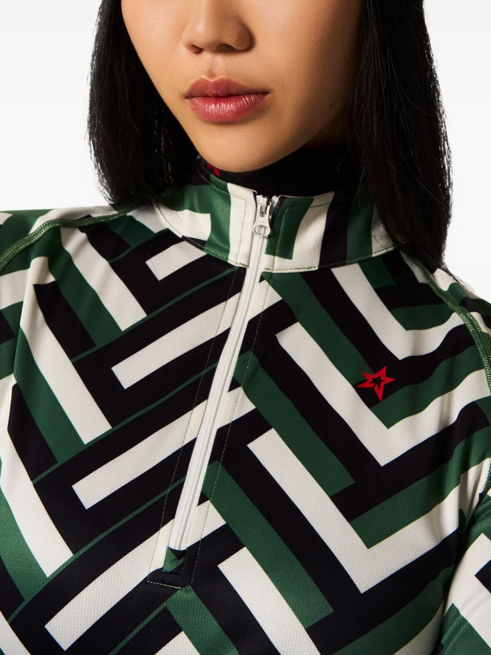 Perfect Moment Waffle-print Zip Top In Multi