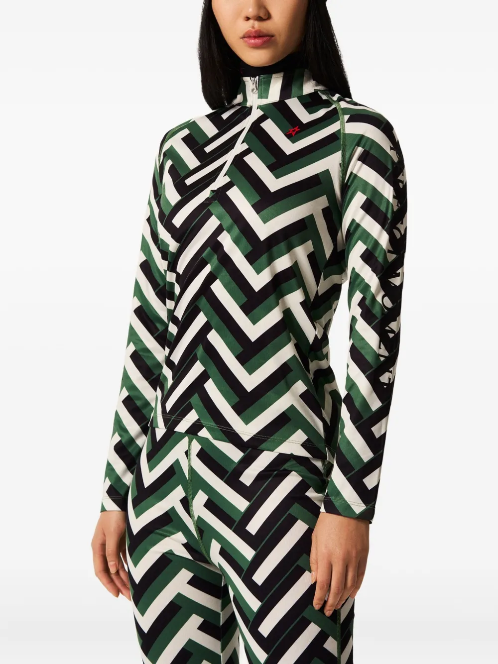 Perfect Moment Waffle-print Zip Top In Multi