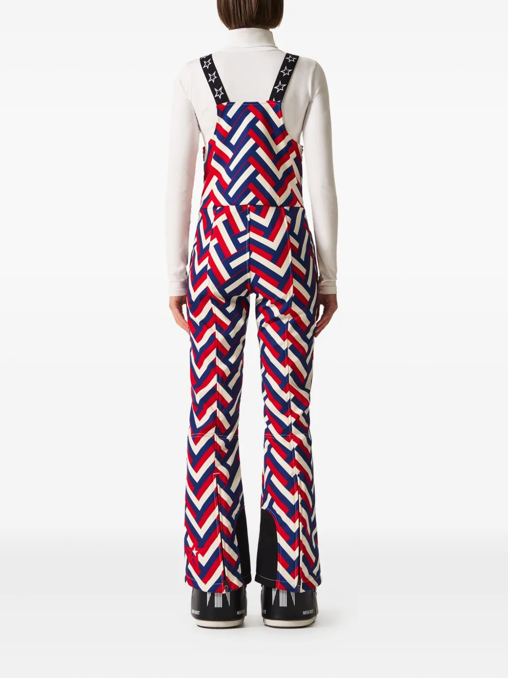 Perfect Moment Chevron-pattern Zip-up One-piece In Blue