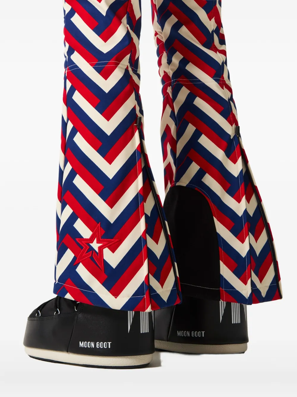 Perfect Moment Chevron-pattern Zip-up One-piece In Blue