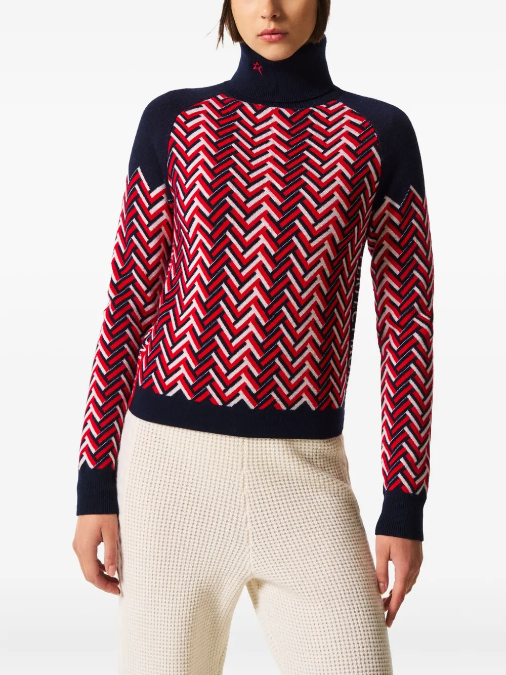 Perfect Moment Sweater met chevron-patroon Rood