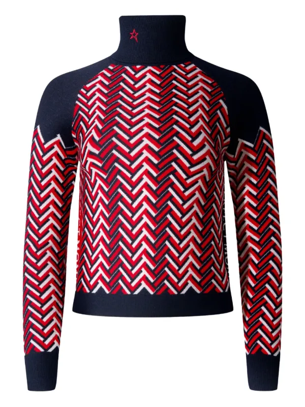 Perfect Moment Chevron-pattern Sweatshirt in Red