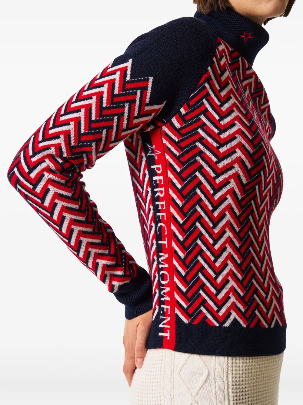 Perfect Moment Sweater met chevron-patroon Rood