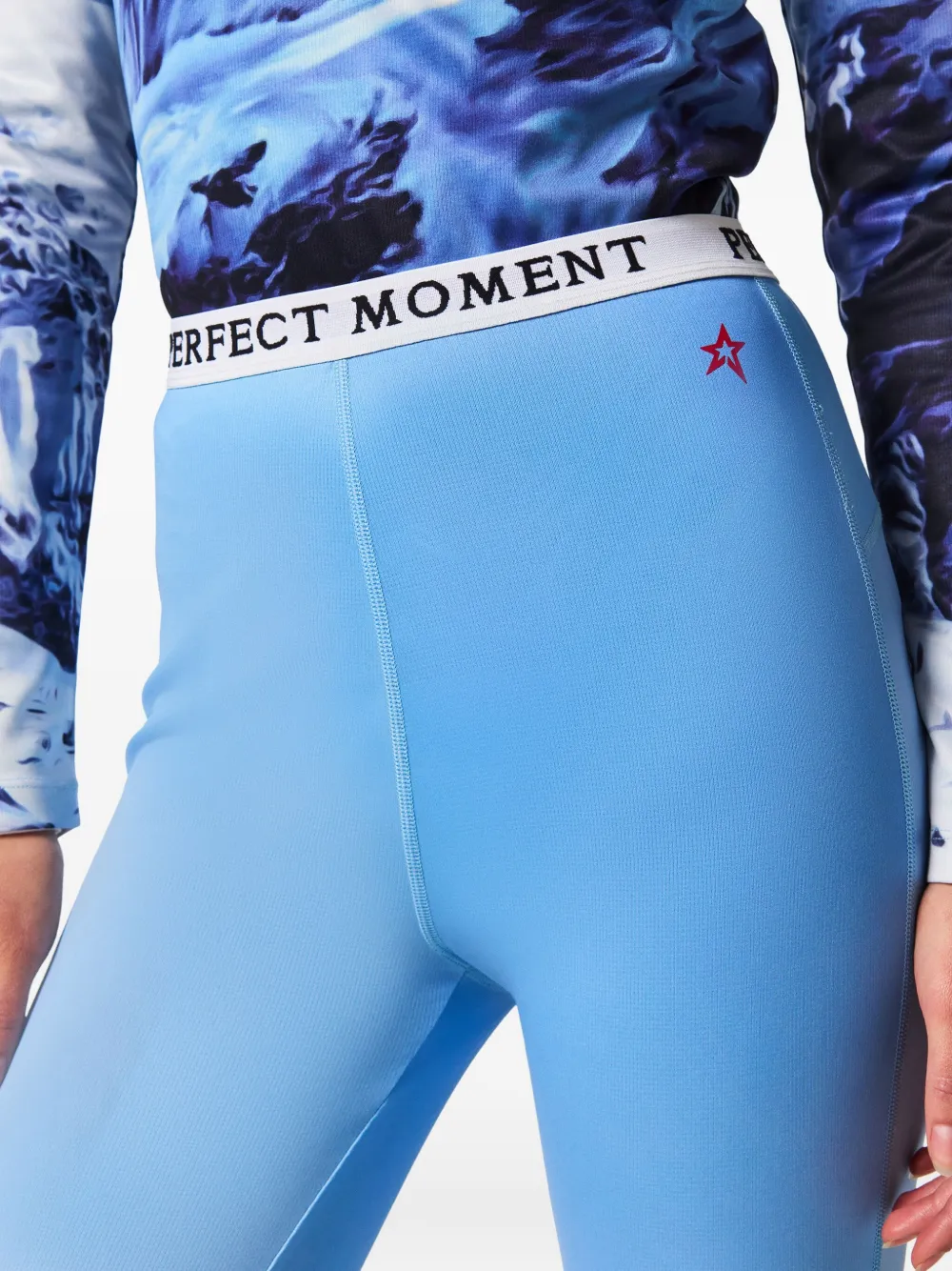 Perfect Moment Printed Base Layer Leggings In Ski Lift Blue