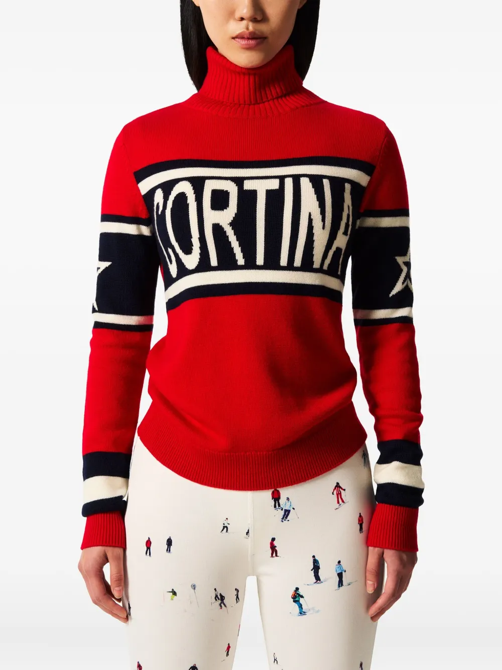 Perfect Moment Top met col en sterdetail Rood