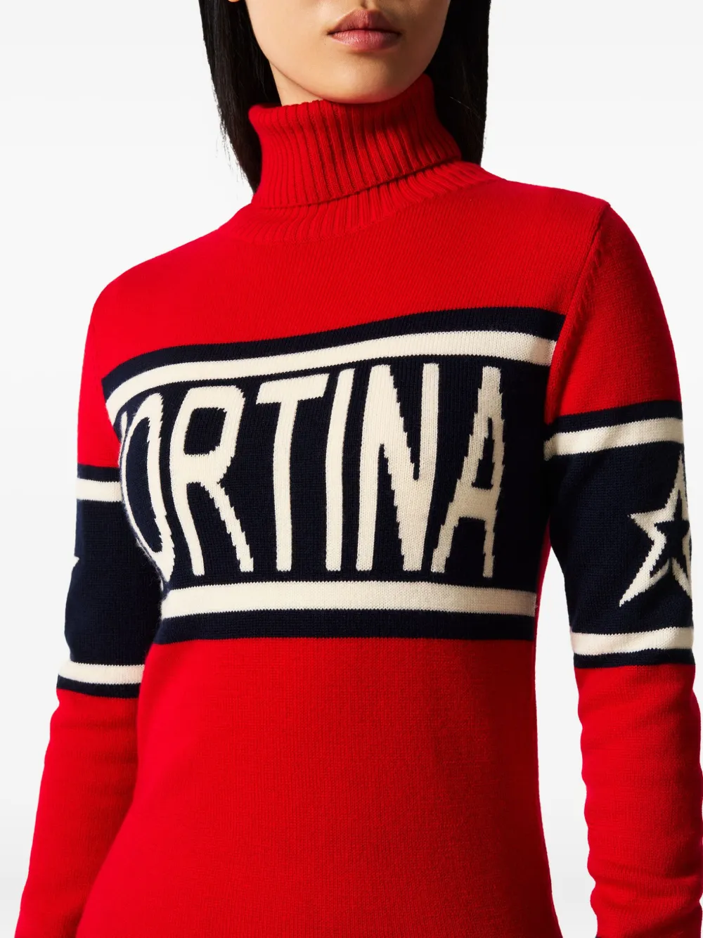 Perfect Moment Top met col en sterdetail Rood