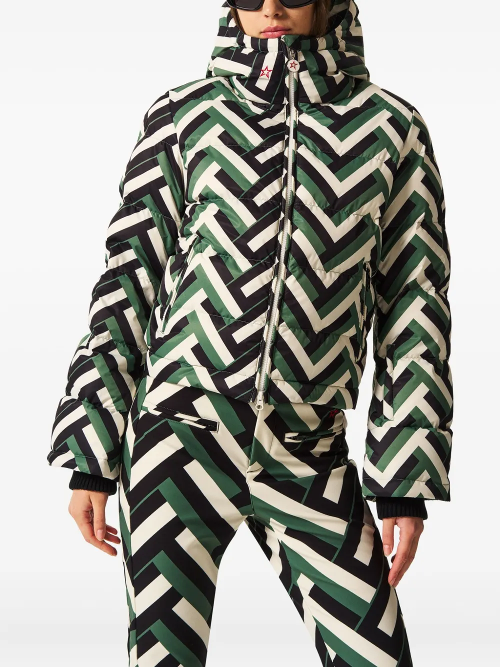 Perfect Moment Jack met capuchon en chevron streep - Groen