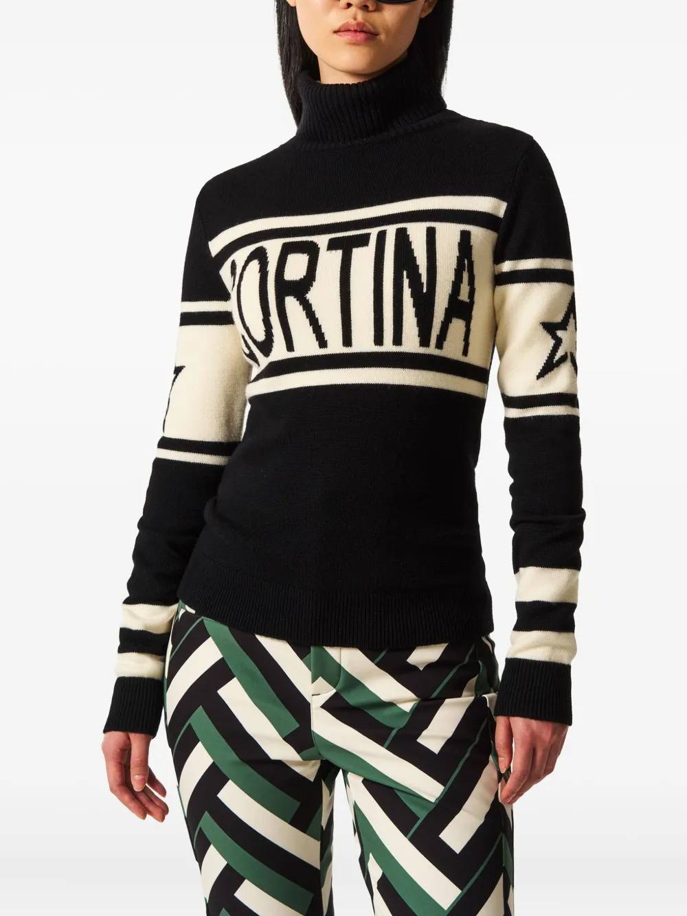 Perfect Moment Cortina Merino Wool Sweater Xl In Black