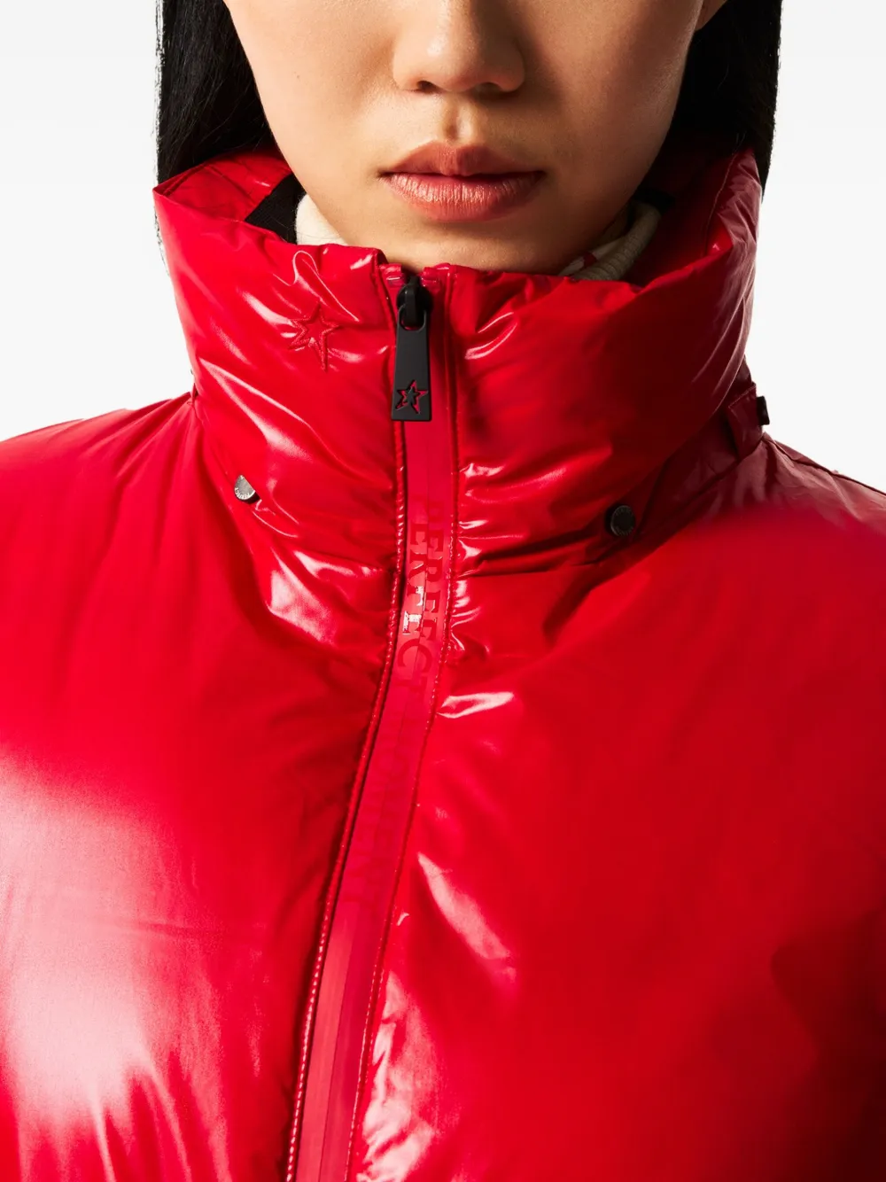 Perfect Moment Candice Hooded Belted Down Ski Jacket In Red