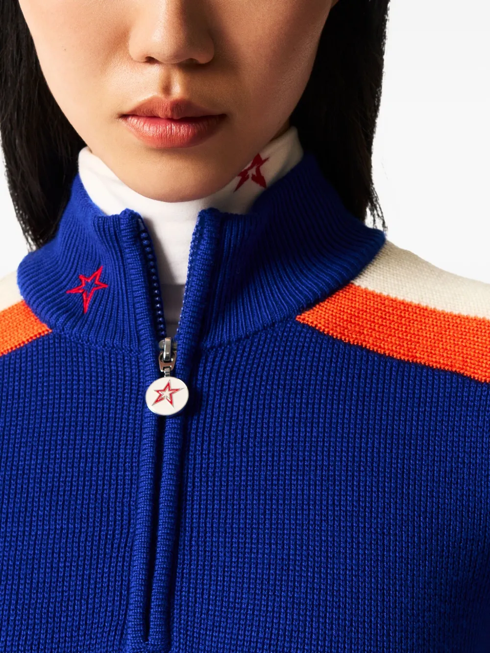 Perfect Moment Stripe-detail Sweater In Blue