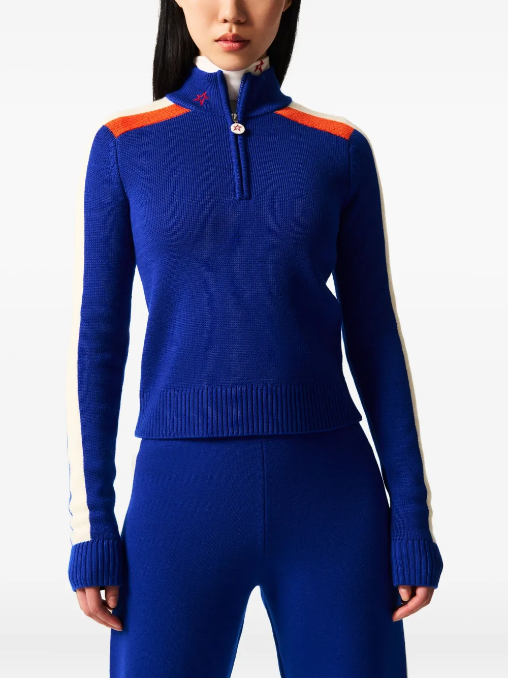 Perfect Moment Stripe-detail Sweater In Blue