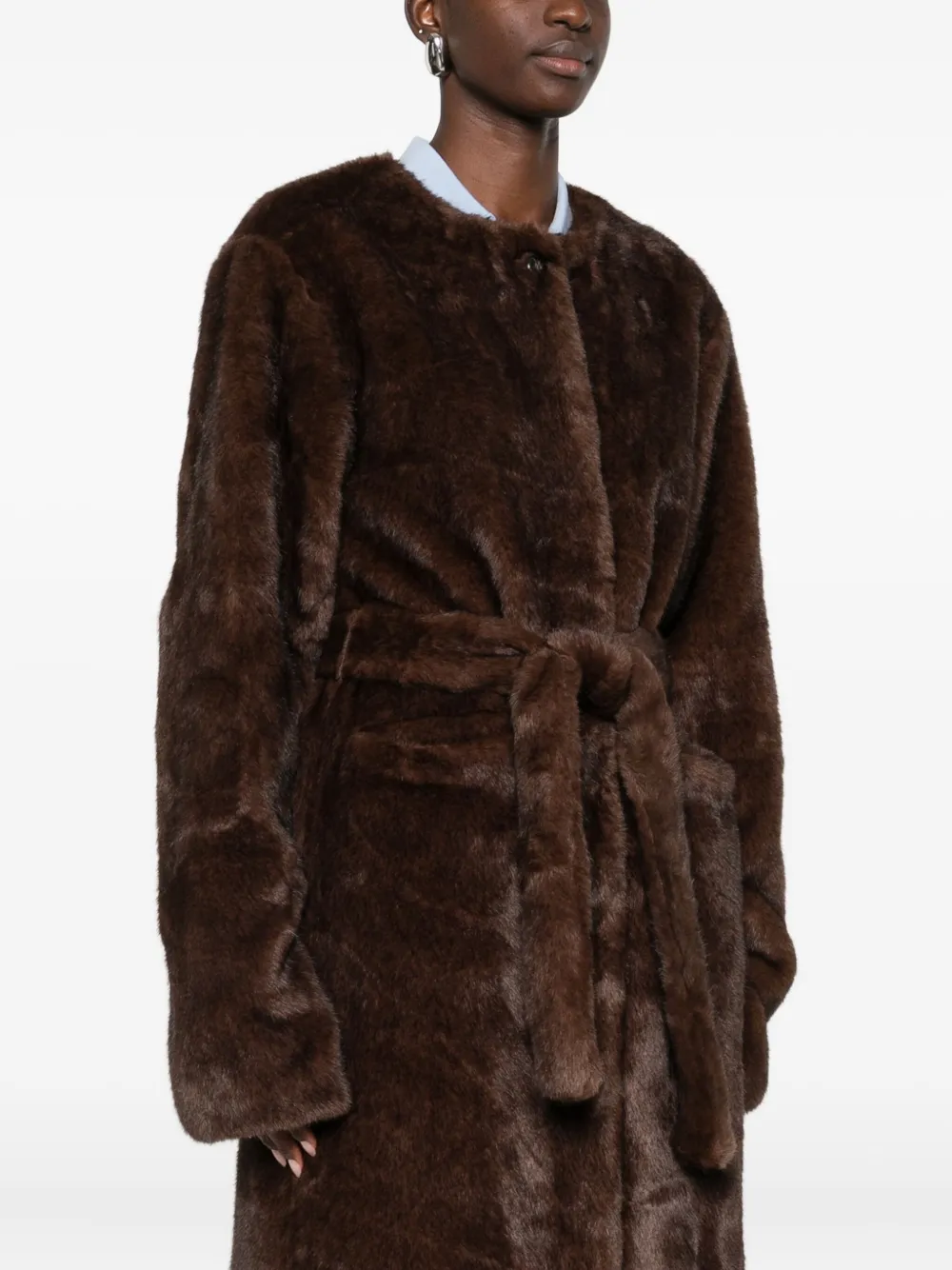 Viktoria Chan Belted Coat In Brown