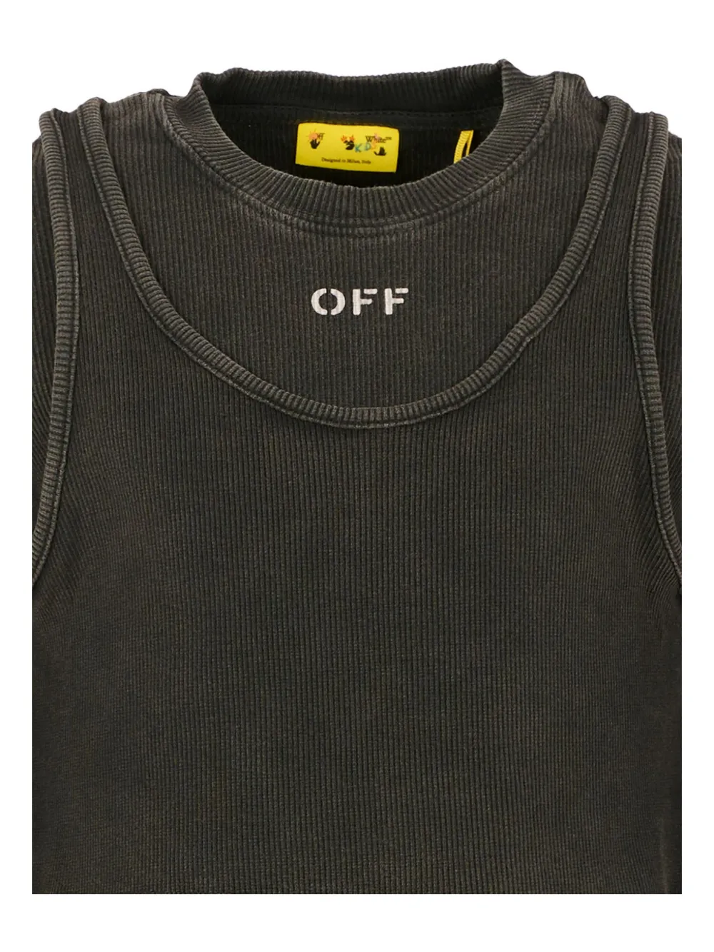 Off-White Kids Geribbelde top met lange mouwen Grijs