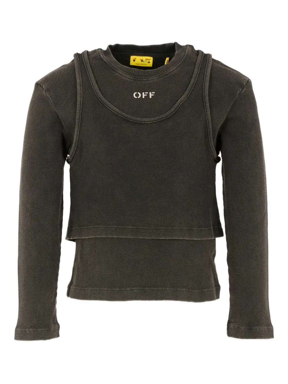 Off-White Kids ribbed long-sleeve top - Grigio