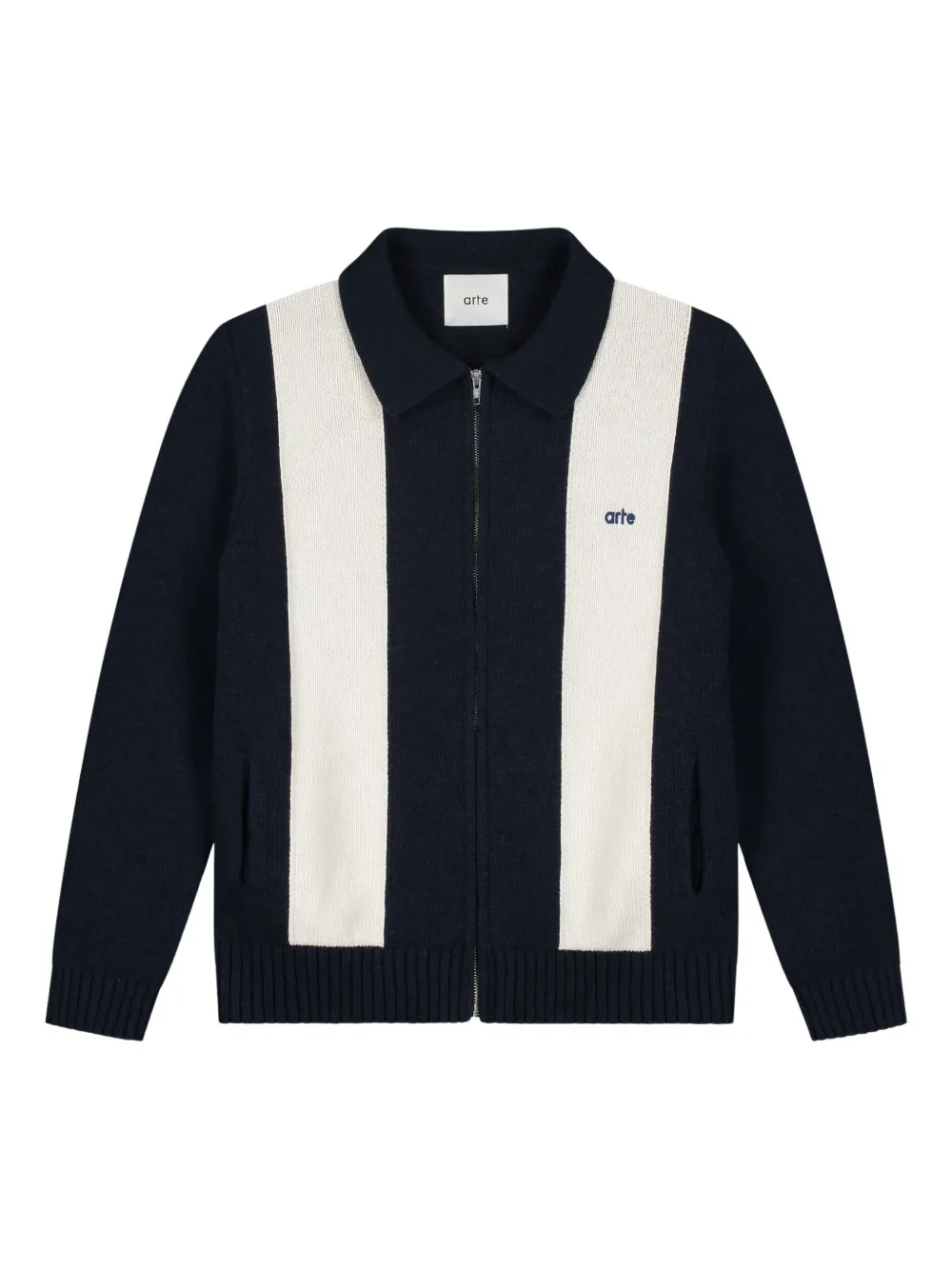 Arte Antwerp striped zip-up cardigan - ブルー Arte Antwerp striped zip-up cardigan - ブルー