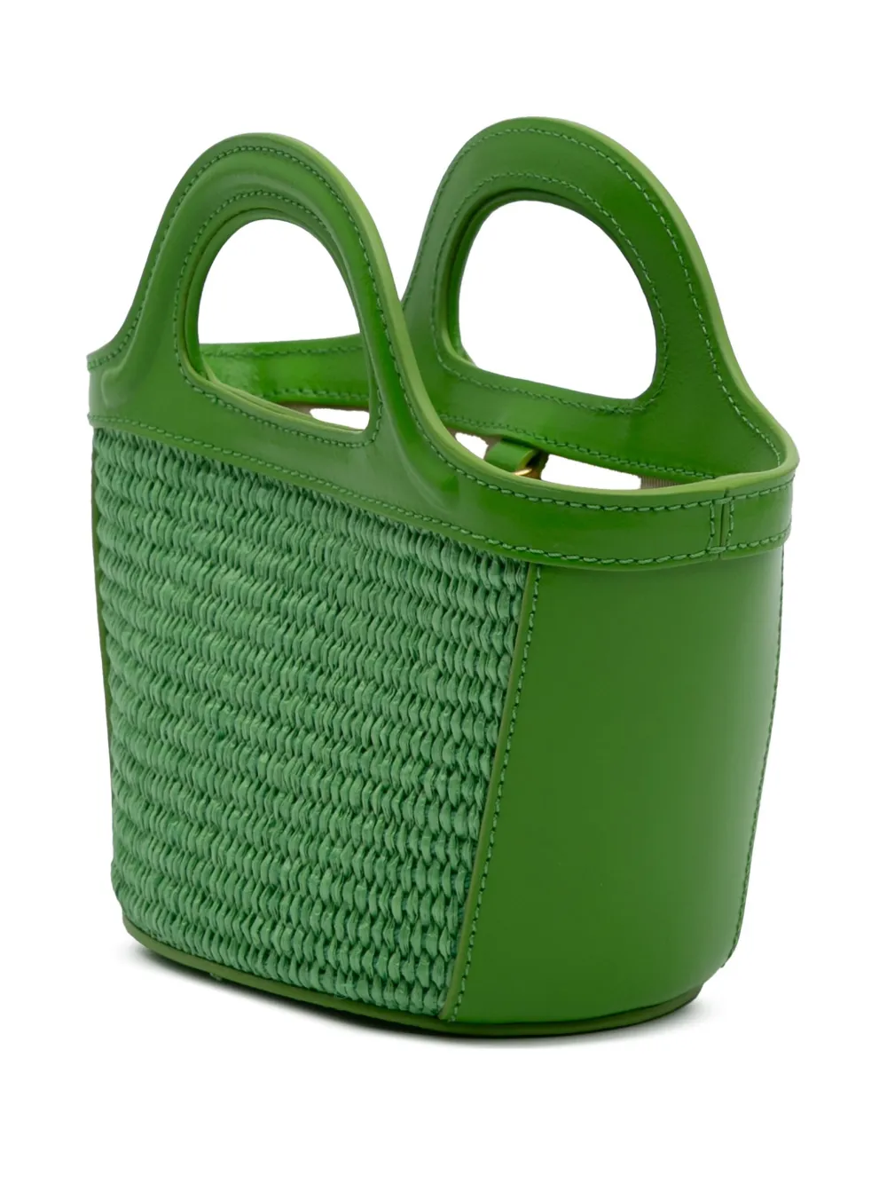 Pre-owned Marni 2015-2025 Micro Leather And Raffia Cotton Emroidered Tropicalia Bag Satchel In Green