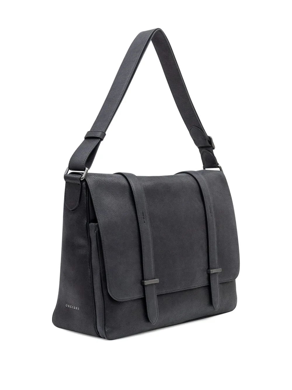 Orciani Flap Strap Messenger Jones Shoulder Bag In Black