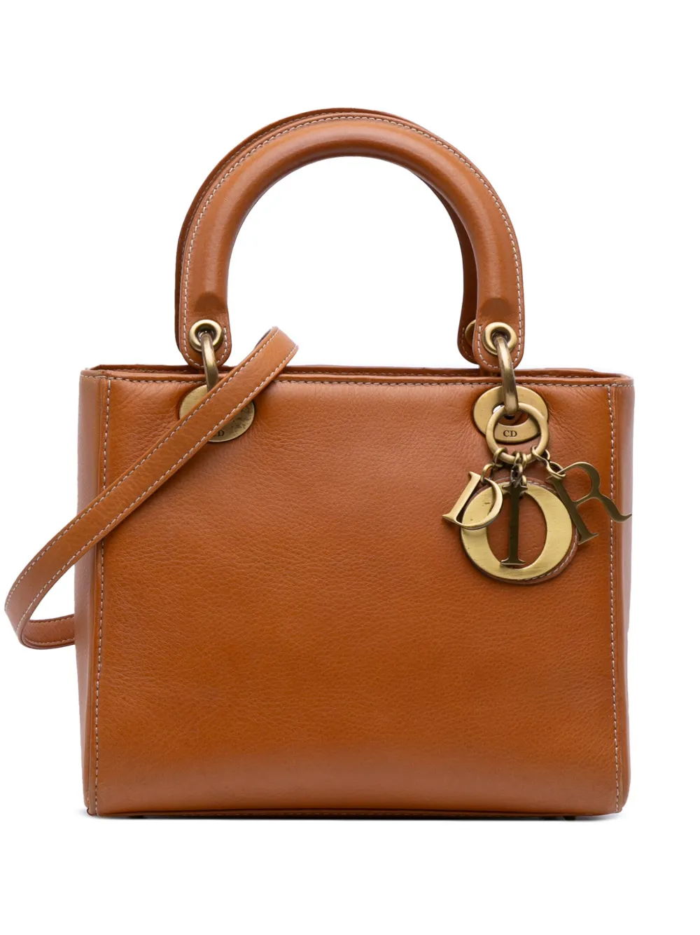 Christian Dior Pre-Owned 2002 ミディアム カーフスキン レディ ディオール サッチェルバッグ - ブラウン Christian Dior Pre-Owned 2002 ミディアム カーフスキン レディ ディオール サッチェルバッグ - ブラウン