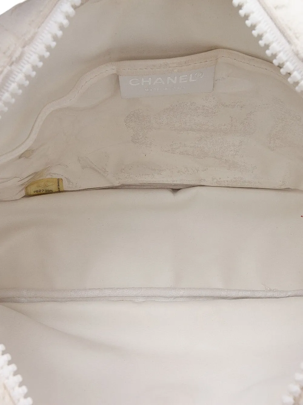 Pre-owned Chanel 2002-2003 Terry Cloth Sport Line Flap Shoulder Bag In White