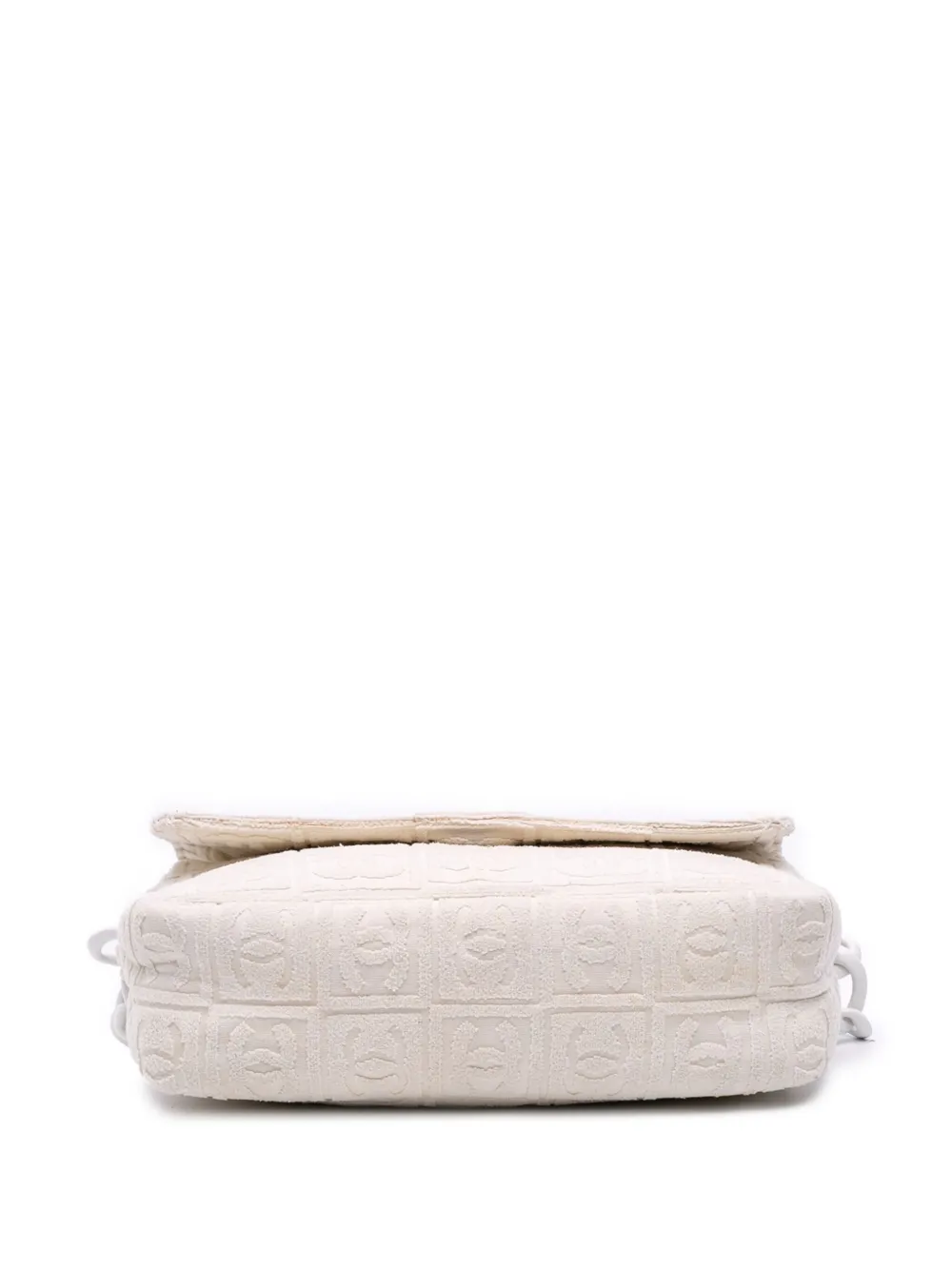 Pre-owned Chanel 2002-2003 Terry Cloth Sport Line Flap Shoulder Bag In White