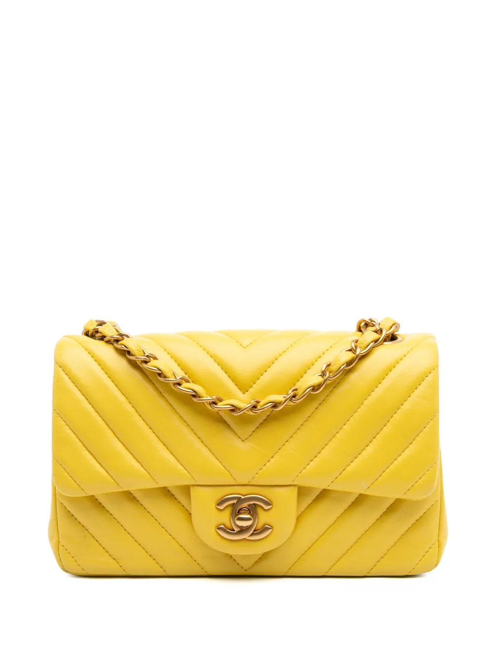 CHANEL Pre-Owned 2015-2016 ミニ レクタンギュラー クラシック シェブロン ラムスキン シングルフラップ CHANEL Pre-Owned 2015-2016 ミニ レクタンギュラー クラシック シェブロン ラムスキン シングルフラップ